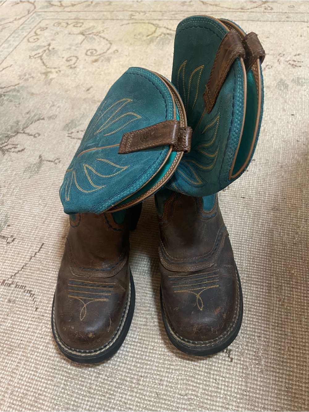 Ariat Teal and Brown Women's Western Pull-On Boots